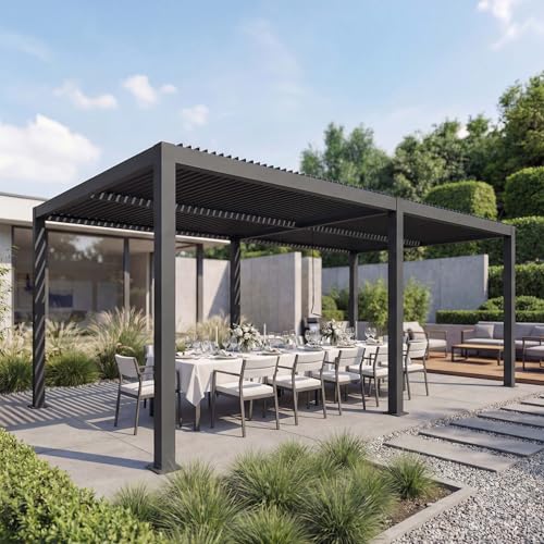 Mendler Pergola HWC-L46 11cm-Aluminium-Gestell 3x6m - anthrazit