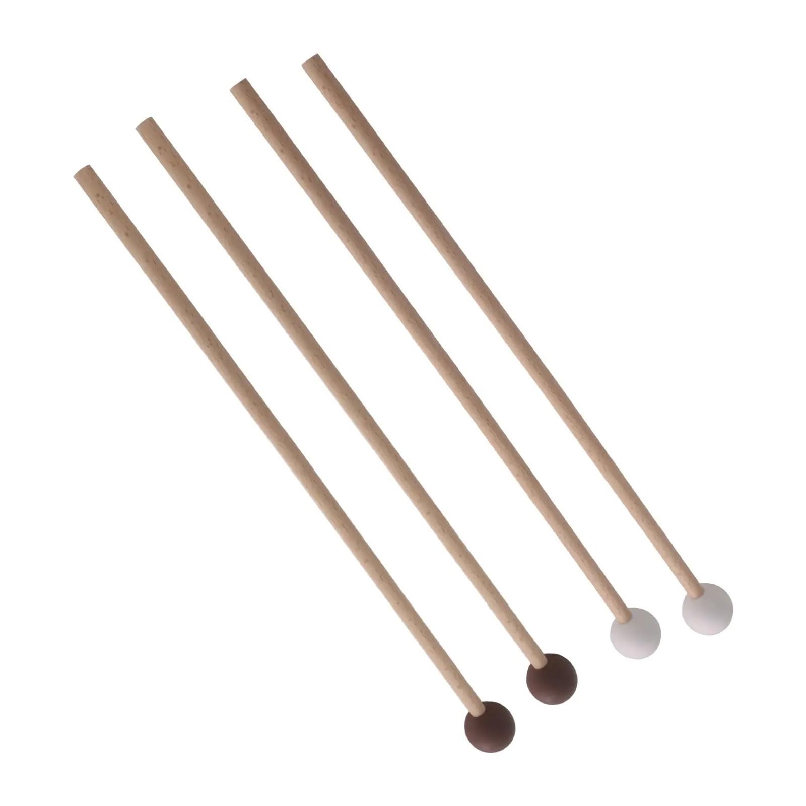Marimba Mallets Palos de percusión martillo Marimba, mazos madera, mazo xilófono for rendimiento bloque, campana escenario, 2 uds(White)