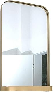 Specchio rettangolare per bagno a parete, Specchio a parete con mensola, Specchio con cornice in metallo nero per la decorazione domestica (45 cm x 75 cm)