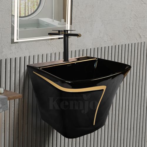 Image of Wall Mounted Wash Basin for Bathroom | Wall Hung Wash Basin /Sink (15.35 x 16.14 x 13 Inch, SFKOP - 210)