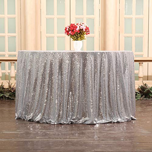 Eternal Beauty Sparkly Round Sequin Tablecloths Wedding Party Banquet (Silver,70 inches), 70 inch (Round) - Image 3