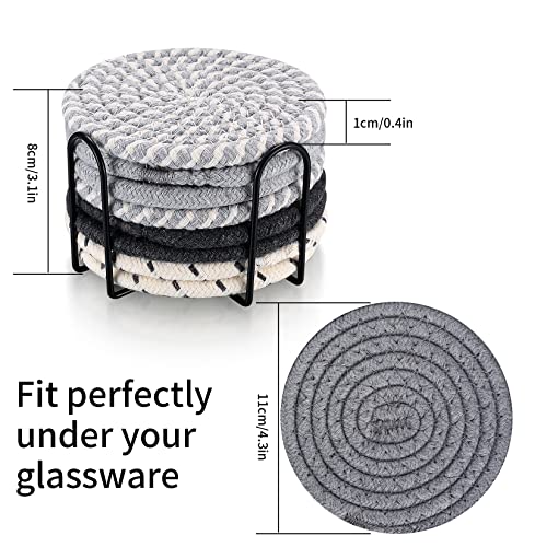 TOOINKCV 8 Pcs Absorbent Coasters for Drinks Cotton Woven Drink Coaster - Image 2
