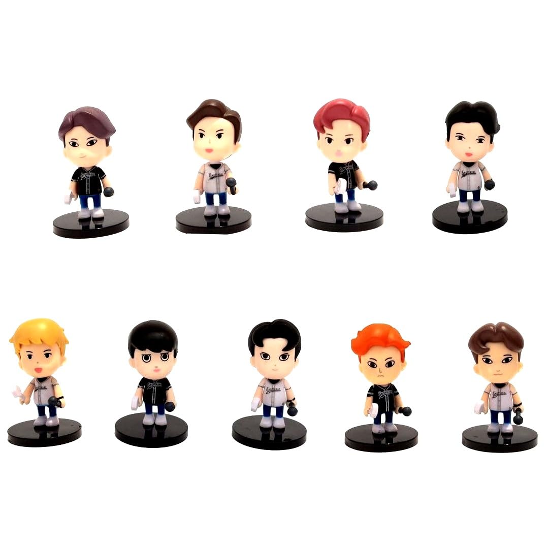 PINAKA EXO Tiny Tan Figurine Set of 9 Action Figure Kpop Singer Band Set Figures