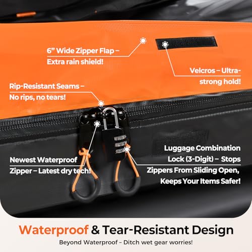 Image of Truckiipa Car Rooftop Cargo Carrier Bag, 20 Cubic Feet Waterproof Roof Cargo Carrier Bag, Soft Shell Car Top Cargo Box for All Vehicles with /Without Racks, Anti-Slip Mat, Door Hooks, Luggage Lock