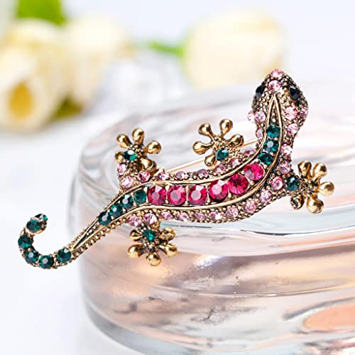 AMLESO Broche de animal camaleão de strass joia moderna