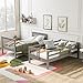 Ball & Cast Twin-Over-Twin Bunk Bed with Storage Ladder and Full-Length Guard Rail,Wood Bunkbed w/Slat Support,Space Saving,Bedframe Furniture for Student Dorms,Studio,Gray
