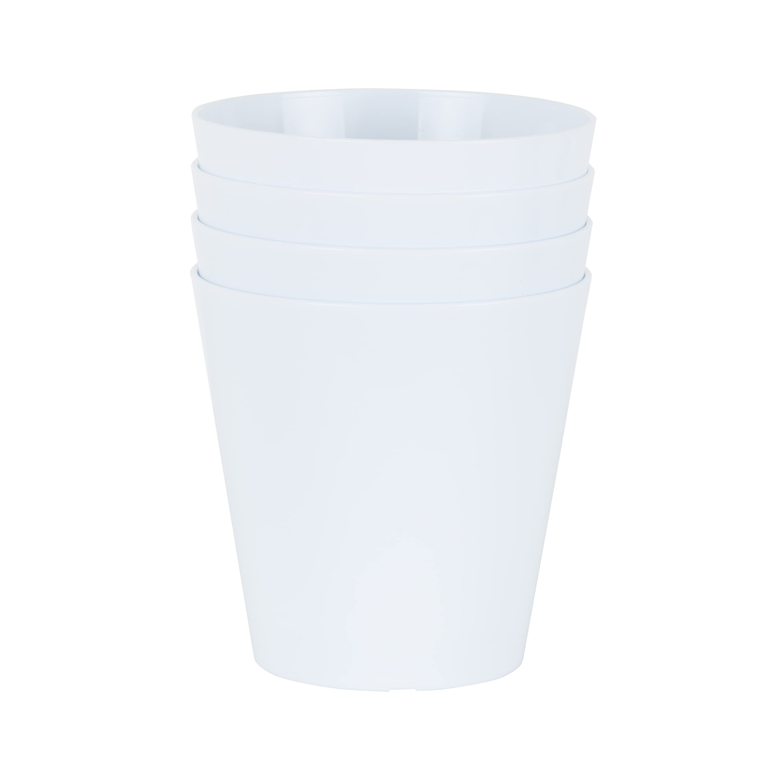Wham Studio 4 x 16cm Round Plastic Flowerpot Planters | Ideal for Home, Office, Kitchens, Bathrooms, Gardens | Suitable for Indoor & Outdoor Use | Made in the UK - Ice White