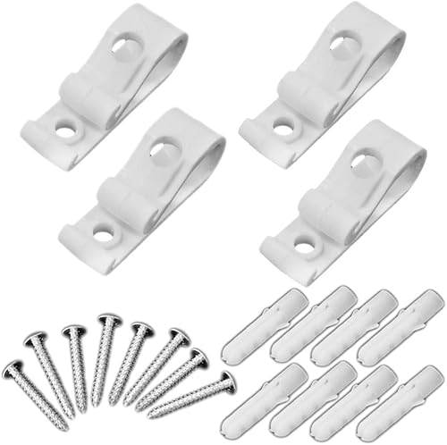4 juegos de ganchos de fijación de cadena romana de plástico blanco con tornillo de expansión, pantalla de rodillo de expansión, cadena segura y