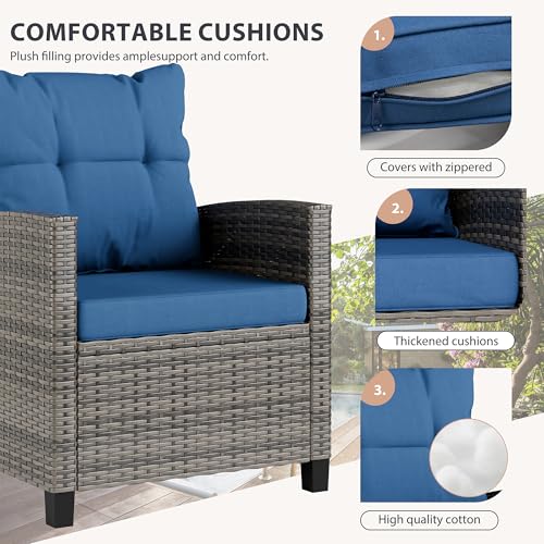 image for Vongrasig 3 Piece Patio Furniture Set Small Outdoor Wicker Rattan Fron