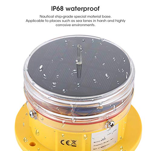 Solar Safety Light LED IP68 Waterproof Yellow Light Ship Beacon Light Navigation Light Flashing Floating Marine Boat Accessories for Traffic Barriers Airport Runways - Image 4
