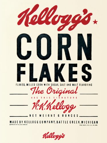 Internazionale Piramide WDC 90375 Vintage Kellogg 60 x 80 cm Corn Flakes CanvasToile Stampati su Telaio in MDF - Tela
