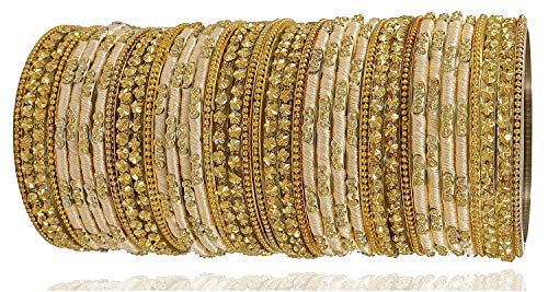 Image of NMII Acrylic (Plastic) With Silk Thread & Beads Studded Worked Glossy Finished Kada Set For Women and Girls