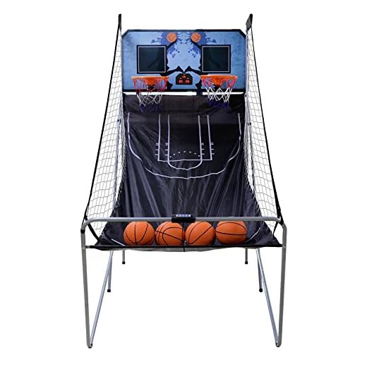 ZENY Dual Shot Basketball Arcade Game Folding Electronic Basketball Game for 2 Players LED Score Board Home Office Basketball Hoop with 4 Baeketballs and Pump