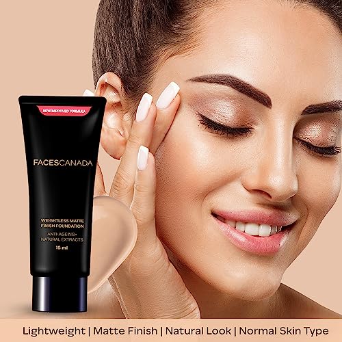 FACESCANADA Weightless Matte Finish Foundation - Ivory, 15ml | Lightweight | Natural Finish | Anti-Ageing | Non-Clog Pores | Enriched With Olive Seed Oil, Grape Extract, Shea... - Image 4