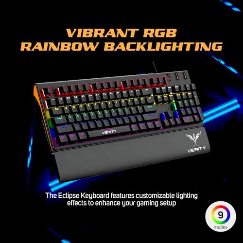 Image of VERITY Eclipse RGB Mechanical Gaming Keyboard Black | Ergonomic Layout | Fast & Responsive Mechanical Switches | Dynamic RGB Backlit Keys | Ideal for Gamers, Office Work & Daily Use