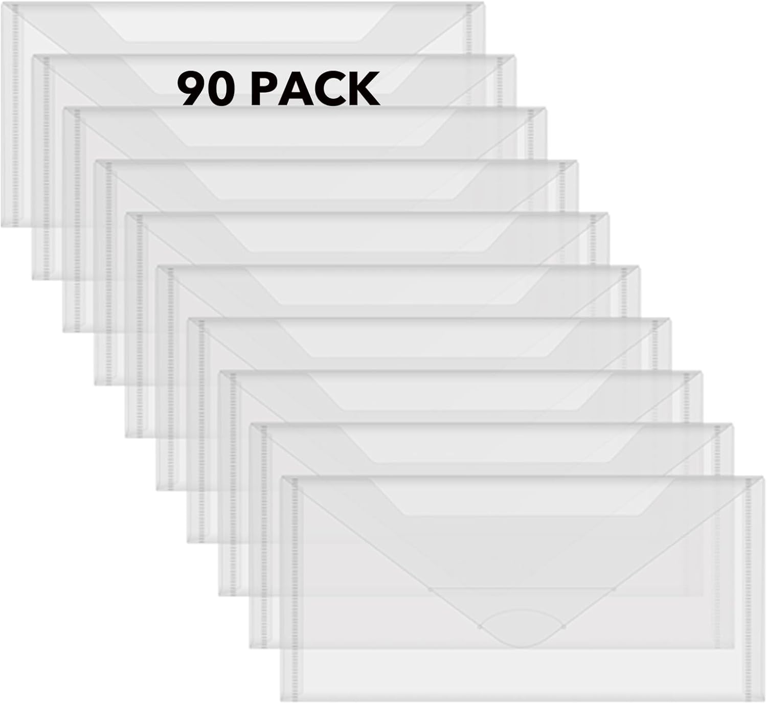Briartw 90 Pack Storage Bag,4.5x9.5" Resealable Plastic Envelopes Pockets for Cutting Dies Stencil Crafts Organizer Holder,Clear Storage Envelopes for Clear Stamp,Die Cuts,Scrapbook Paper