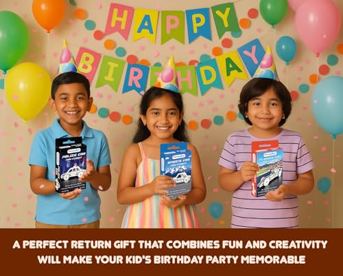 Image of Funvention Birthday Return Gifts (Pack of 12) Fun Fidgets - Cars Series | DIY Mini Mechanical Models 3D Puzzle Return Favours for Kids Birthday Party 5+ Years Made in India Toys Return Gift, Silver