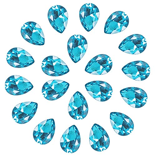 C&Z Cristal de lágrima de diamantes de imitación grandes piedras de gema para manualidades joyería haciendo zapatos vestido cuentas de vidrio facetadas 13x18mm 56pcs lago azul Cover
