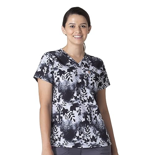 Carhartt Women's Print Tuck-in Scrub Top, Fern Stencil