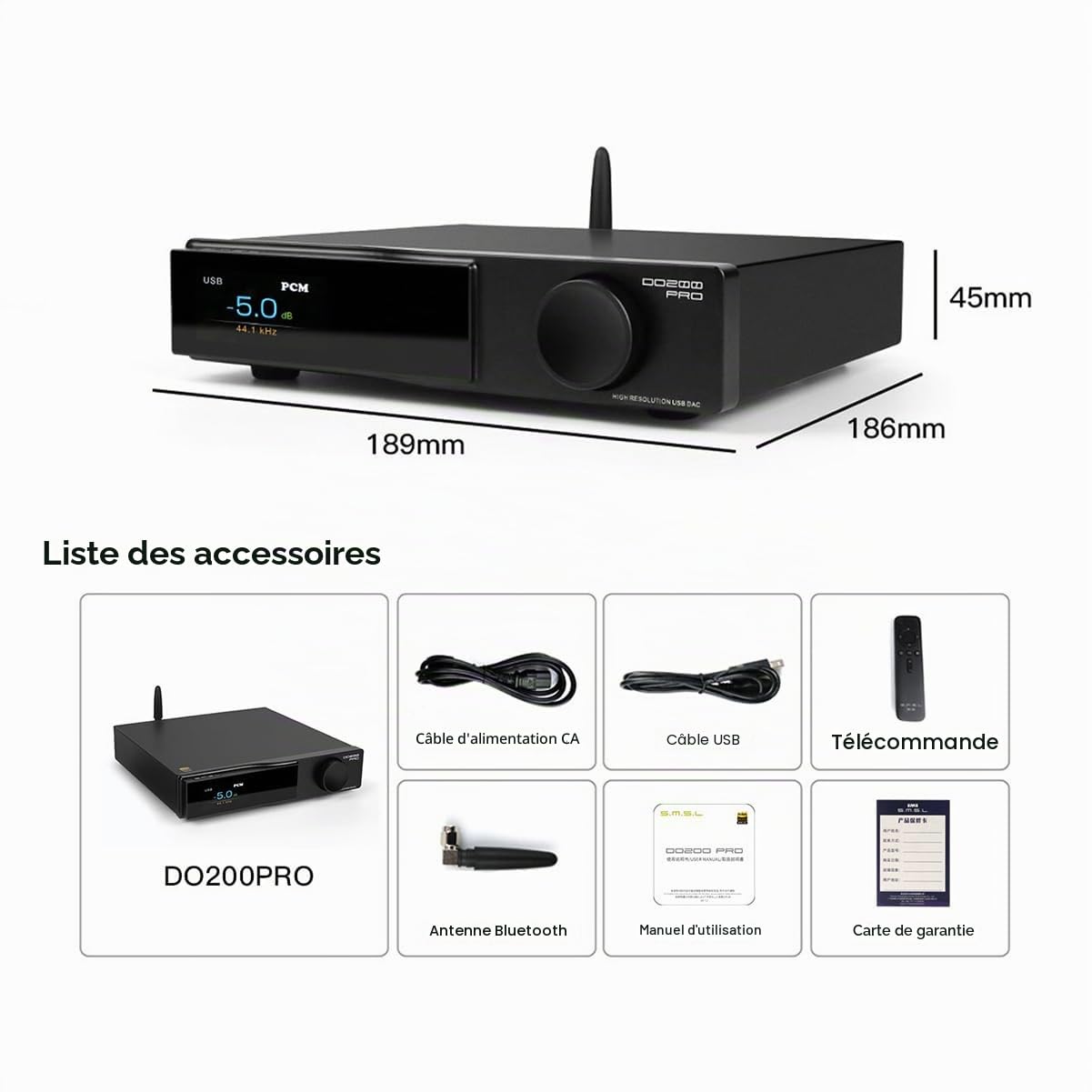 SMSL DO200 Pro Balanced MQA DAC: 12x CS43131XMOS XU316 PCM768kHz DSD256 DAC, USB/Opt/Coax/Bluetooth5.1/HDMI ARC vers RCA/XLR Sortie Convertisseur, HiFi Audio Preamp DAC pour PS5/PC/HDTV/Lecteur CD