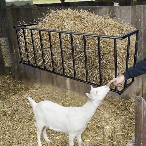 Topyznsup Hay Rack, 40’’ Hay Feeder Wall Mount, 25 Gallon Capacity Easy Install & No Wast Design Metal Corner Hay Feeder for Goat, Idea for Sheep, Livestock Feeders Hanging Indoor/Outdoor - image 7