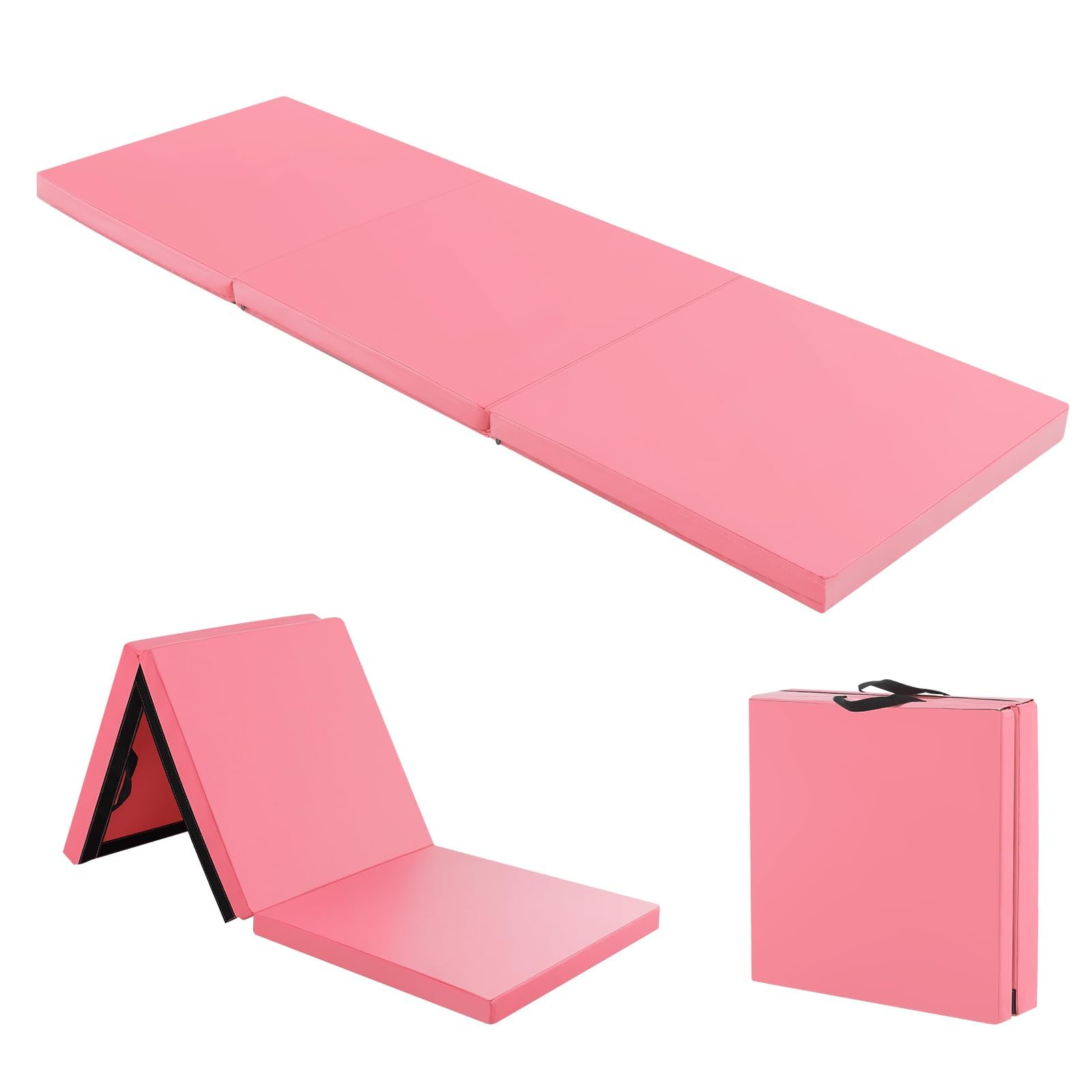 FANTASK Tappetino da ginnastica pieghevole, portatile, per fitness, impermeabile, per pavimenti morbidi, antiscivolo, 180 x 60 x 5 cm
