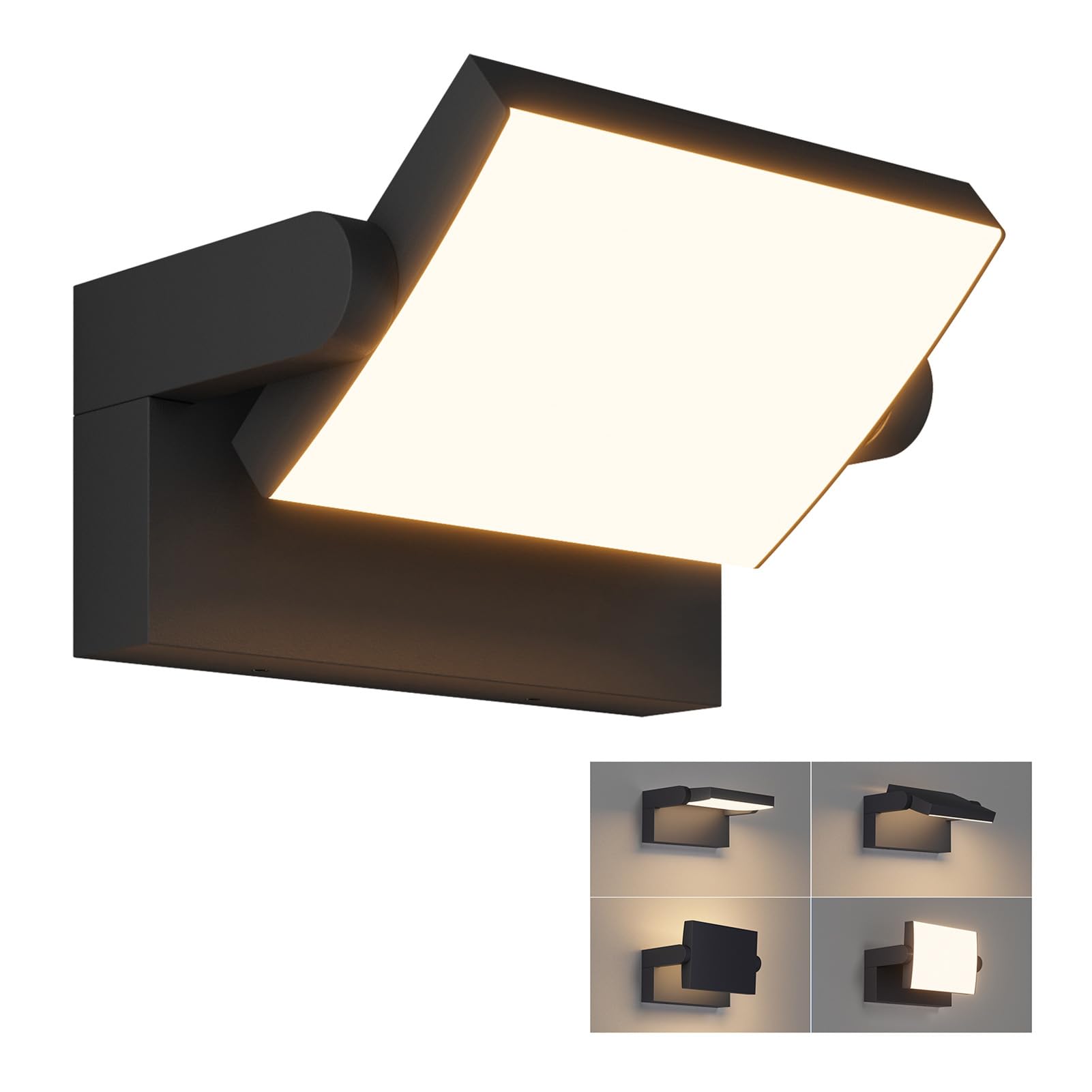 Klighten 24W Außenwandleuchte LED Aussenlampe, Schwarz, Warmweiß 3000K
