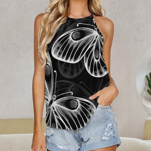 Womens Fashion Tank Tops, Round Neck Summer Camisole Blouses, Casual Halter Strap Flowy Shirts2