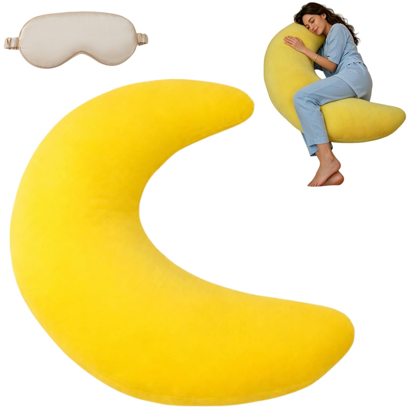 Moon Shaped Body Pillow, Oversized Cooling C Shaped Body Pillows for Side Sleepers, Soft Supportive Full Body Cushion with Removable Cover for Sleeping,Resting and Lounging