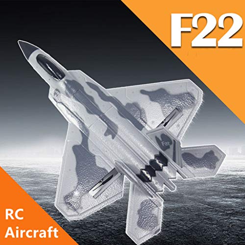 RC Fighter - Mini RC F22 Raptor Model Toy Drone EPP Remote Control RC Airplane RTF Kids Toy Jet Fighter Aircraft Model For Beginner and Kids (Camouflage, 38x28x11cm)