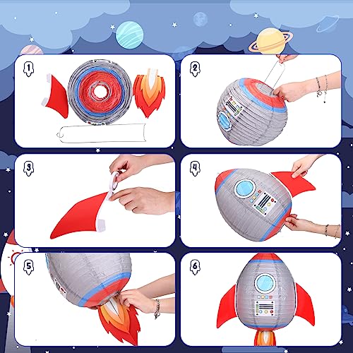 Image of Space Party Decorations Paper Lanterns Outer Space Theme Solar System Planet Hanging Decor for Kids Space Themed Parties Birthday Classroom Home Party Supplies 5pcs