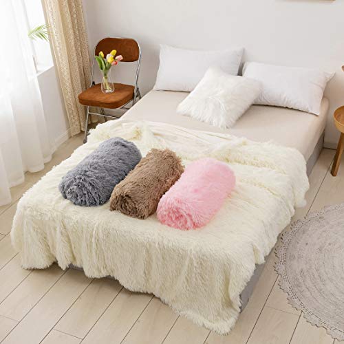 AIMS Lush - Manta de pelo sintético con forro polar de cristal en la parte trasera, manta suave y esponjosa para decoración de sofá, sofá y cama, doble capa (200 x 240 cm)