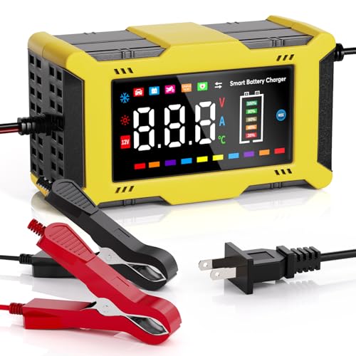 バッテリー充電器 車／バイク全自動バッテリーチャージャー パルス充電器 12V/6A充電電流 サルフェーション除去 鉛/LiFePO4 リン酸鉄リチウムバッテリに対応 車／バイク／に適用 日本語説明書付き