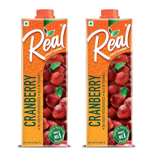 Image of DABUR Real Cranberry Fruit Juice-1L (Pack Of 2)|Rich In Vitamin C|No Added Preservatives|Goodness Of Best Cranberries|Daily Dose Of Fruit Nutrition|Tasty,Refreshing&Energizing Fruit Drink