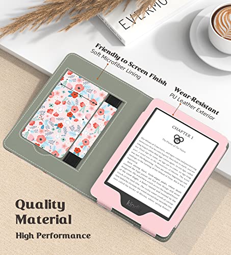Image of MoKo Case for All-New 6 inch Kindle(11th Generation, 2024 /2022 Release) /(10th /8th Gen, 2019 /2016), Ultra Lightweight PU Shell Cover with Auto Wake /Sleep for Kindle 2024, Spring Pink