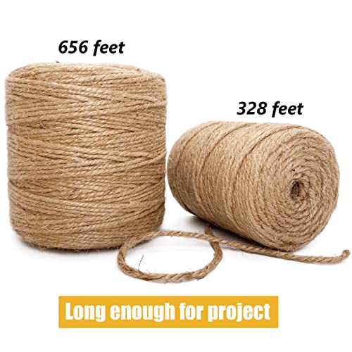 Leecogo Jute Twine 3Mm Thick 328 Feet Heavy Duty Natural Jute Rope String For Home Gardening Plant Picture Hanger Industrial Packing String For Gifts Presents Mason Jars Wedding Decorations #TOP3