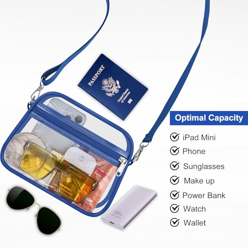 Image of Clear Bag for Stadium Events Clear Sports Fan Handbags Purses with Adjustbale Strap for Concerts Festivals Game Day
