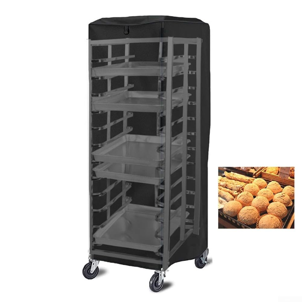 Yuanpgky Housse en polyester 420D avec fermeture éclair, design ventilé et rangement pliable compact pour pâtisserie commerciale ou à grande échelle - Noir, 59 x