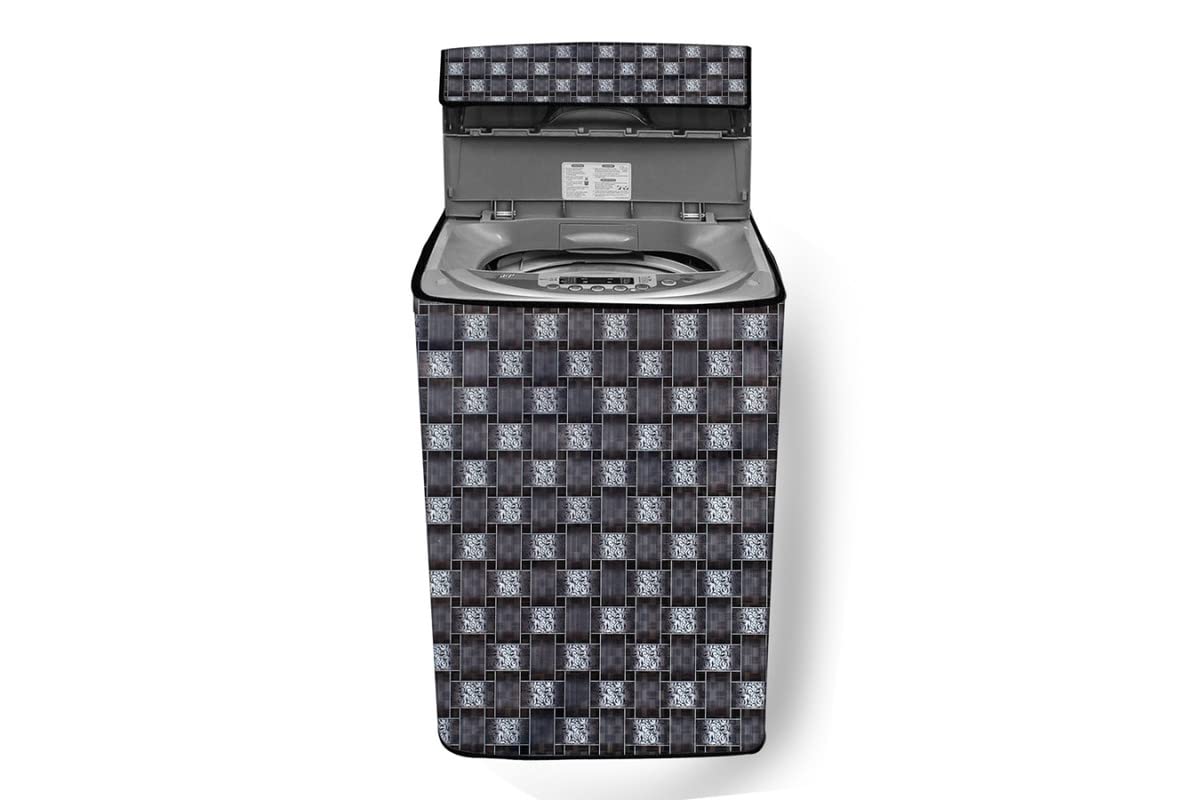 Stylista PVC Washing Machine Cover Compatible for Godrej 7 Kg Fully-Automatic Top Loading WTEON ALR 70 5.0 FISNS COBR, Basketweave Pattern Grey