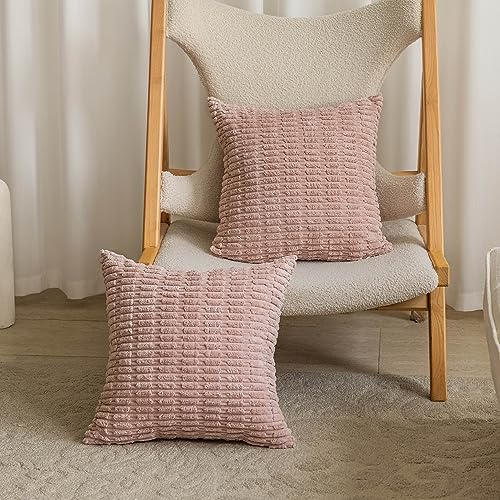 Home Brilliant Pink Cushions Covers 45cm x 45cm Decorative Boho Cushion Covers for Bedroom Living Room Girl Gift for Wedding Decor 18 x 18 Set of 2 Pale Blush 45cmx45cm