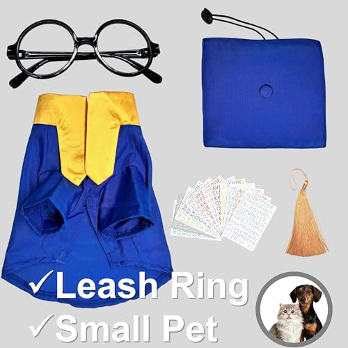 Disfraz de graduación para mascotas 5 piezas, azul marino, talla pequeña miniatura 3