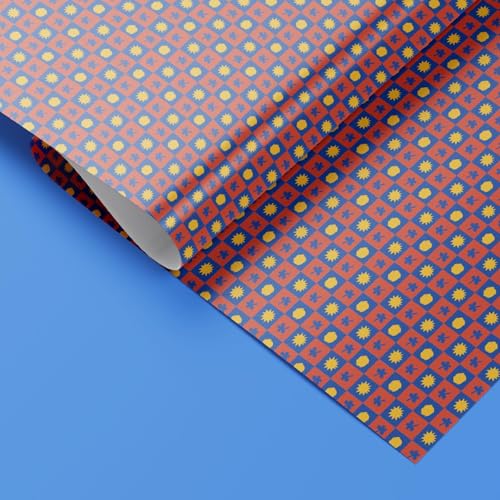 Image of QIPS | NUKKAD Printed Gift Wrapping Paper - Pack of 10 Sheets (19 inch x 29 inch) | Glossy Finish, 80 GSM Acid-Free Paper | Ideal for Birthdays, Baby Showers & Festivals (Floral Checks)