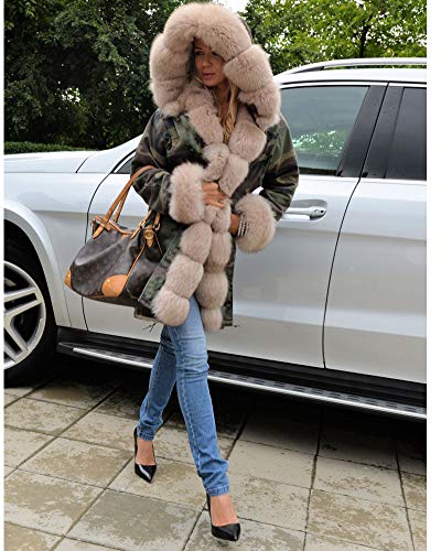 Fox Fur Heavy Fur Jacket Winter Parka Roiii Women's Camouflage Thick Warm Hooded Ski Jacket Faux Fur Lined Coat Fox Fur Heavy Fur Jacket Winter Parka Roiii Women's Camouflage Thick Warm Hooded Ski Jacket Faux Fur Lined Coat