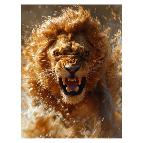 数字油絵 ライオン Painting by Numbers 動物 ペイントバイナンバー 手作りキット 100 x 135cm 数字絵画手芸キット とブラシとカラフル キャンバス絵画 彩絵の具 Paint by Numbers 家の壁の装飾やホリデーギフトと