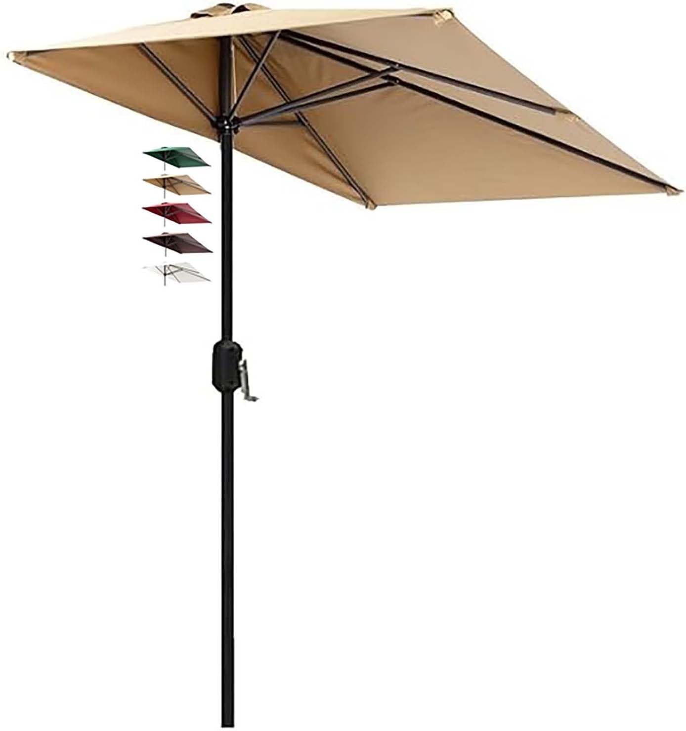 WQPMNYG 2.5m WallMounted Patio Umbrella with Stand Tilted Design SpaceSaving Polyester Sune for Balcony & Terrace Easy Crank Outdoor Protect