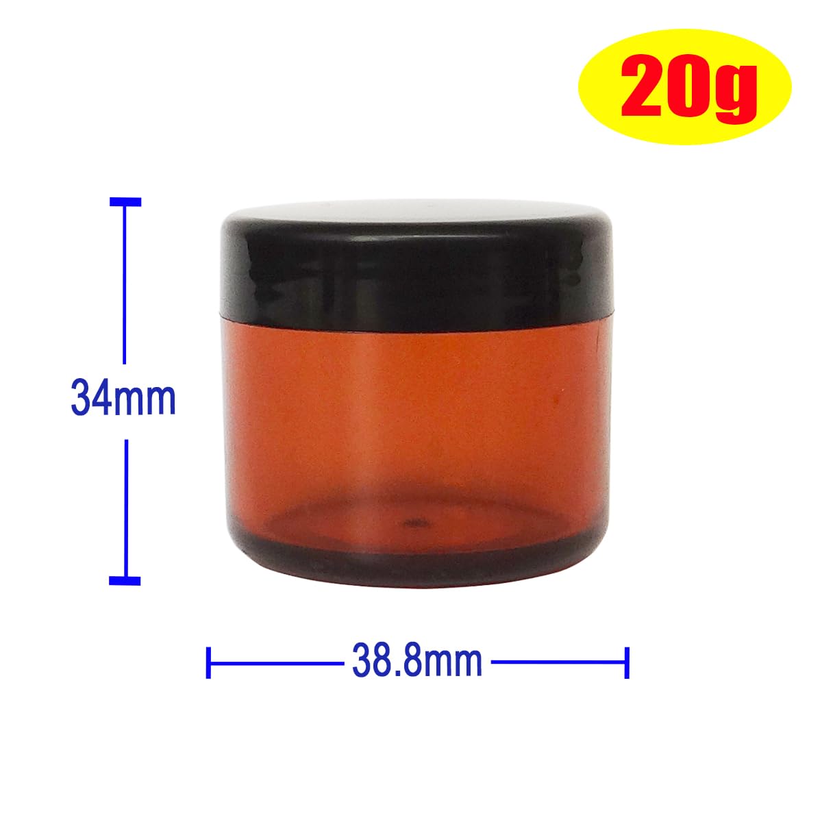 Wopanxye 12pcs 20 Gram Jars, Small Cosmetic Sample Empty Container, 20ml Plastic Round Pot Black Screw Cap Lid - Image 2