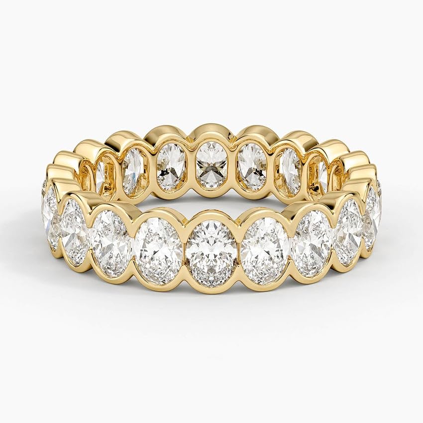 Oval Cut Moissanite Eternity Wedding Band for Women, 14K Yellow Gold, Full Diamond Eternity Ring, Oval Moissanite Diamond Wedding Band3
