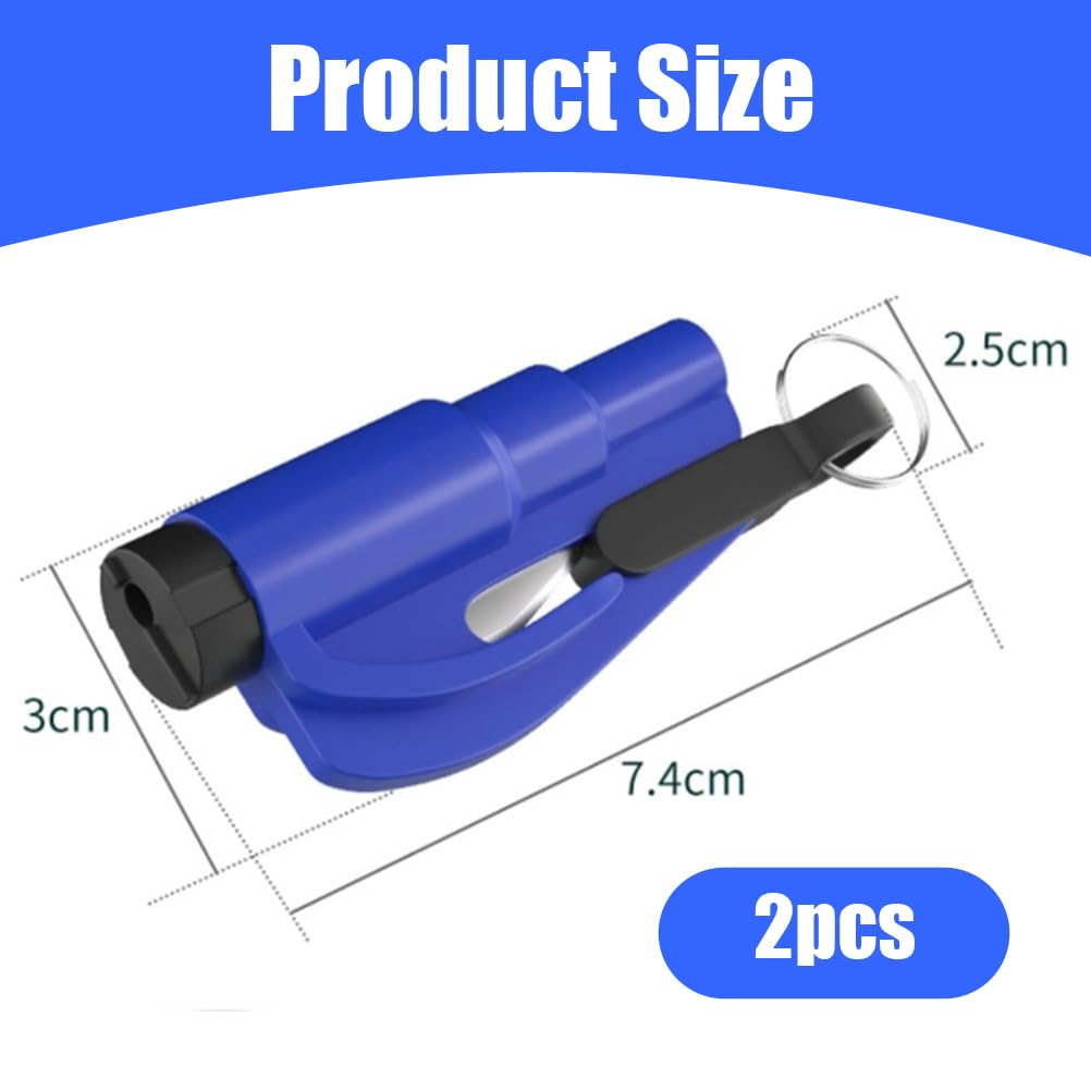 2pcs Car Escape Tool mit Clip Car Safety Keychain: 2 in 1 Seatbelt Cutter und Window Breaker, Car Safety Hammer, Seatbelt Cutter, Emergency Hammer mit Seatbelt Cutter, Escape Tool für Autos, Busse