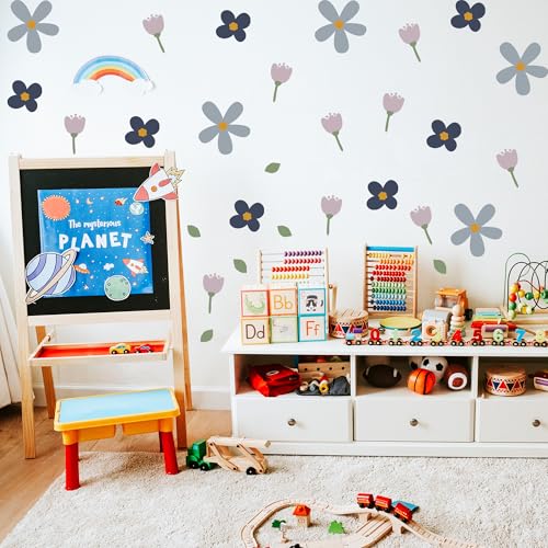 Vinilos decorativos de flores Boho para pared 6 hojas miniatura 4