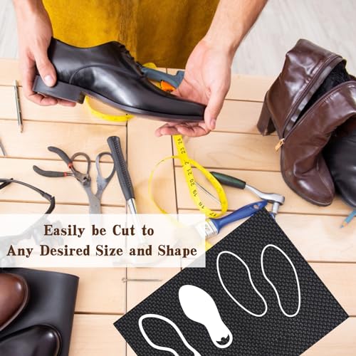 Image of Shoe Rubber Sole Sheet, 1.2MM Thick Shoe Sole Repair Rubber, Non-Slip Soling Sheet for Bottom of Shoe, Black (Pack of 2)
